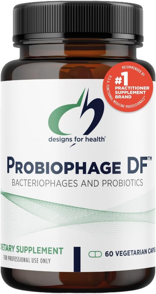 Designs for Health Probiophage DF - Bacteriophage Prebiotic + Probiotic Supplement - Probiotics for Digestion + Immune Support - Dairy Free Pre and Pro Biotics in Delayed Release Capsules (60 Count)