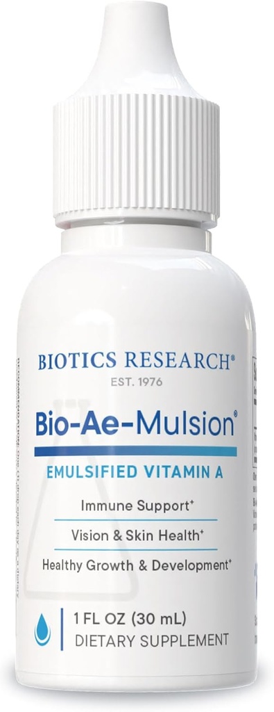 Biotics Research Bio Ae Mulsion IU Emulsified Vitamin A for Greater Uptake & Utilization, Concentrated Form, Promotes Immune Response, Aids in Visual Acuity, Supports Cardiovascular 1 Fluid Ounces