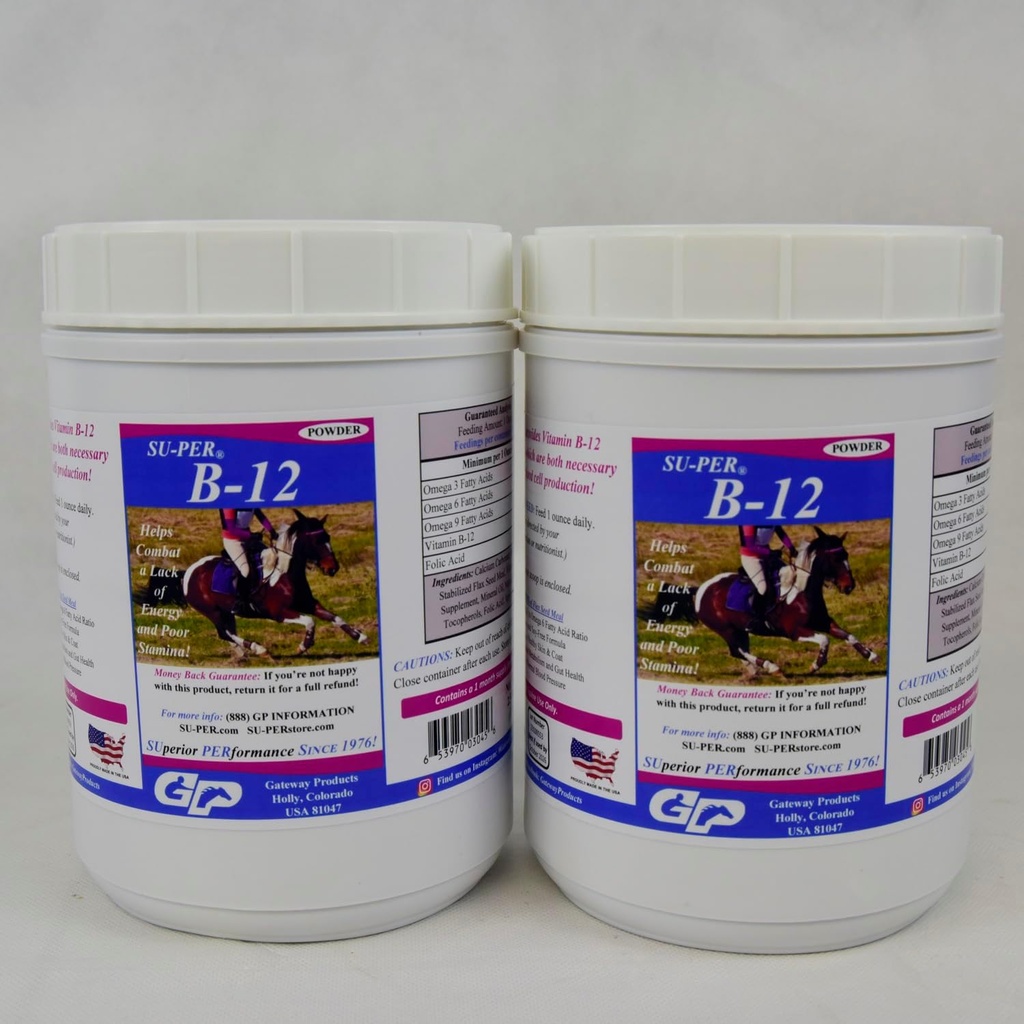 馬のためのSU-PER B12 - EquineビタミンB-12&B-9葉酸サポートパウダー - エネルギー馬のサプリメント - 2.5ポンド、2パック