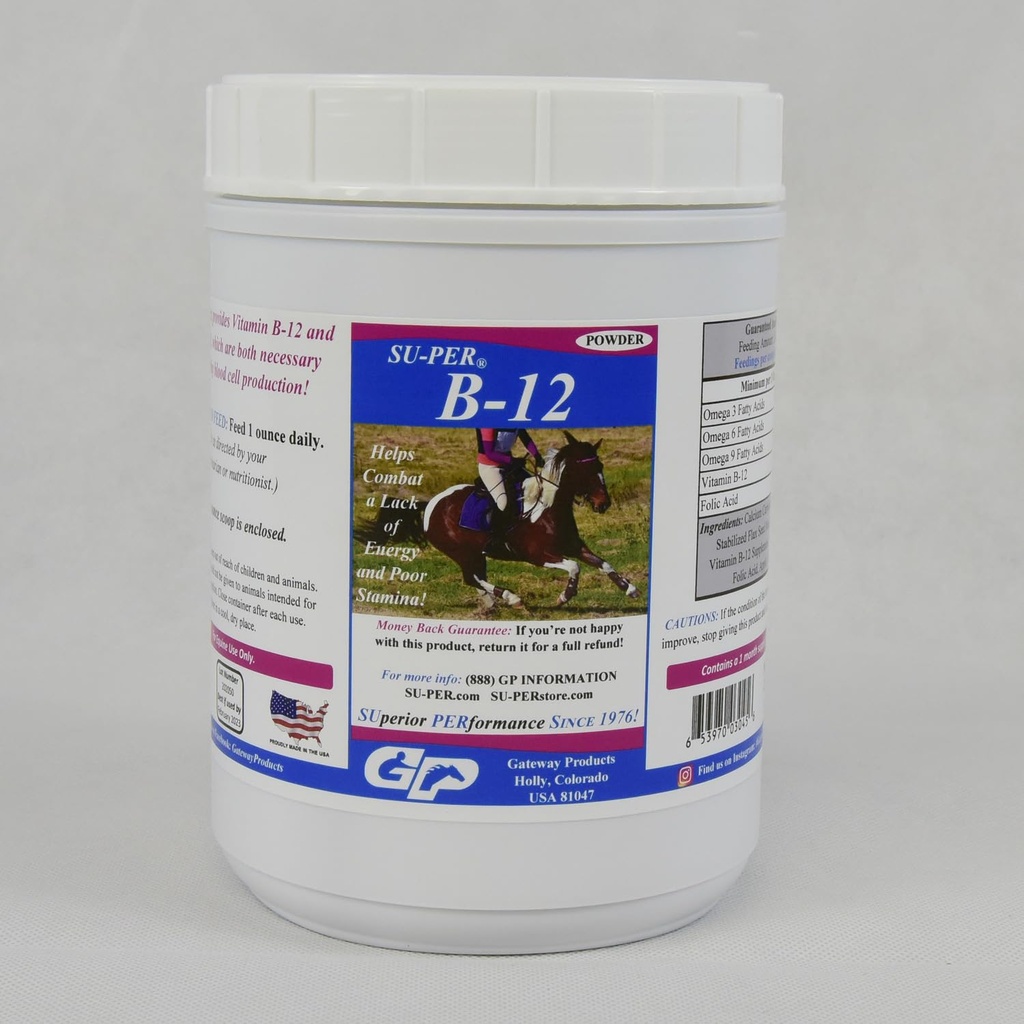 馬のためのSU-PER B12 - EquineビタミンB-12&B-9葉酸サポートパウダー - エネルギー馬のサプリメント - 2.5ポンド、2パック
