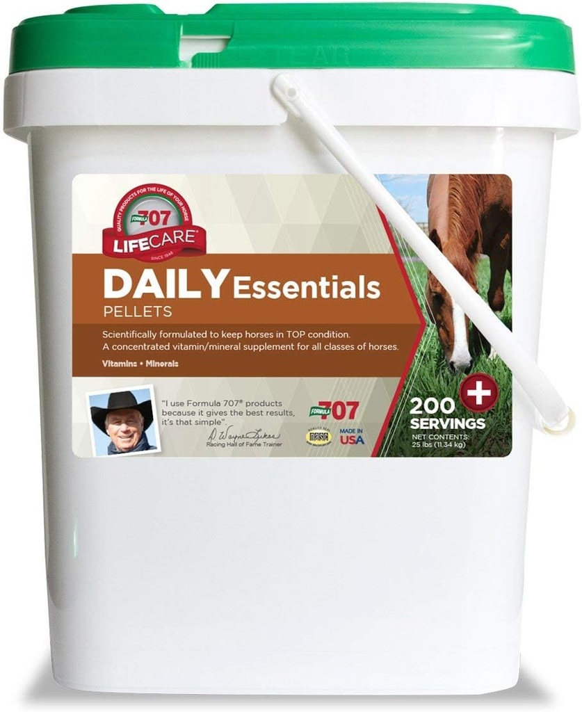 Formula 707 Daily Essentials Equine Supplement, 25lb Bucket – Complete Vitamins and Minerals for Superior Health and Condition in Horses