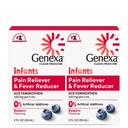 Genexaインフルエンザ・クレンジング・アセトアミノフェン | 小児科のプレファード成分 | 乳児用痛みリバー&フィーバーリデューサ | 染料フリー、0% 人工添加物 | オーガニックブルーベリー風味 4 fl oz (2 パック)