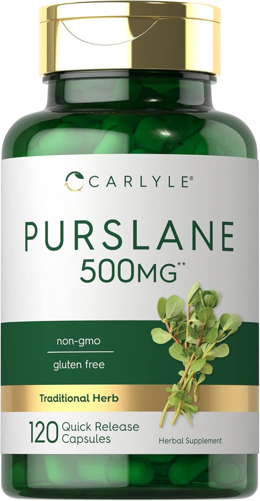 Carlyle Purslane Capsules | 500mg | 120 Count | Portulaca Oleracea Extract | Non-GMO, Gluten Free Supplement