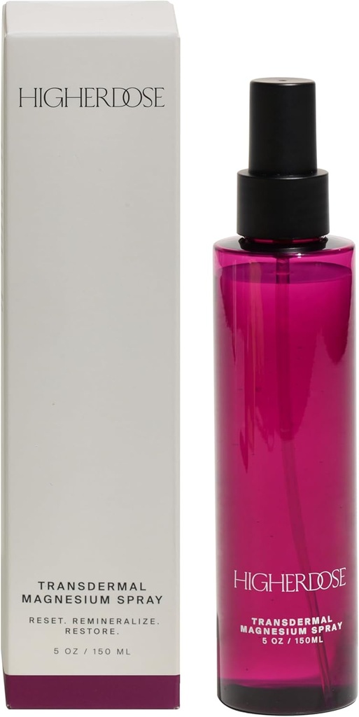 HigherDOSEのTransdermalのマグネシウムのスプレー-筋肉回復のための浄化された水及び海の塩ボディ スプレー、気分サポート及びホルモンのバランス-電気分解物(5 FlのOz)を緩め、吸収して下さい(パッケージ5月Vary)