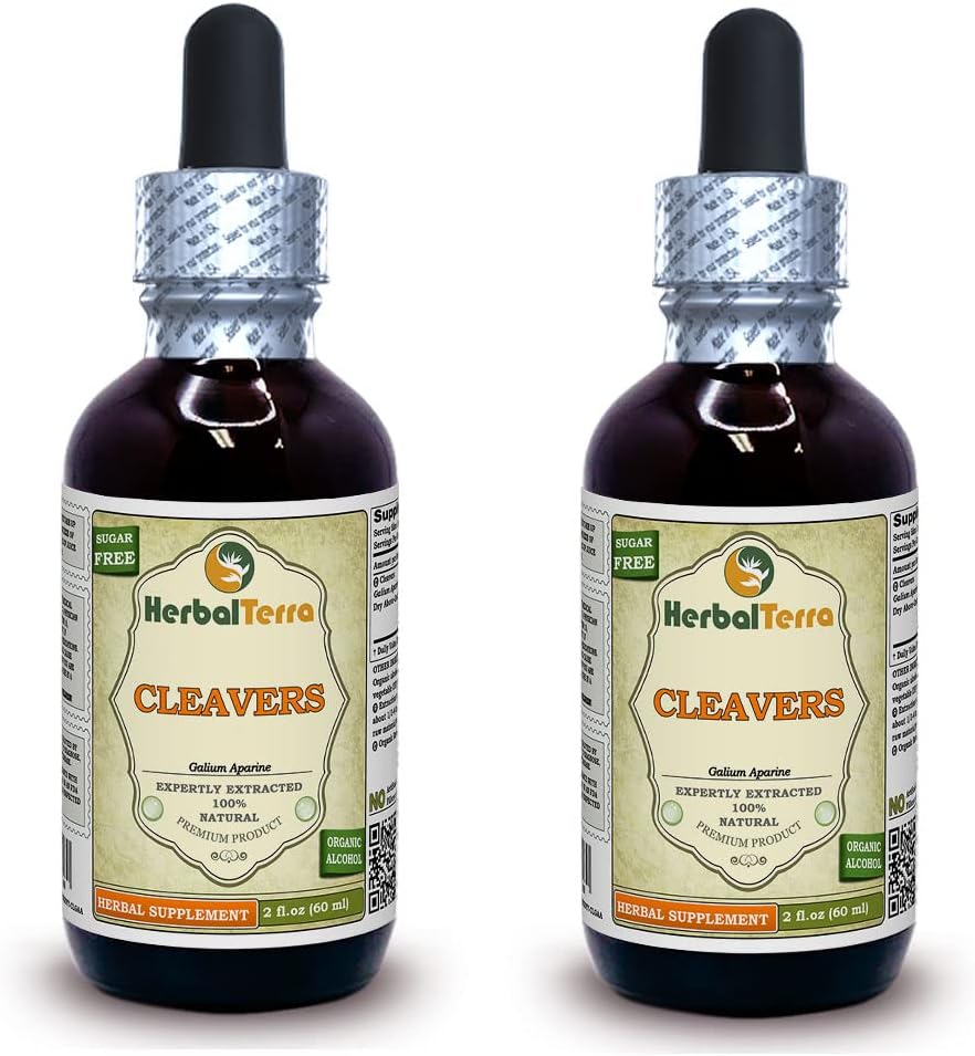 Cleavers(Galium Aparine)のチンキ、有機性乾燥された上部の液体のエキス(ブランド名:米国で作られたHerbalTerra) 2x2 fl.oz (2x60 ml)