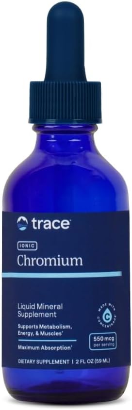 Trace Minerals Ionic Chromium 550 mcg - エネルギーと筋肉の成長をサポートする栄養補助食品 - マグネシウム、クロム、塩化物と液体ドロップサプリメント - 2 fl oz(約 48 人前)