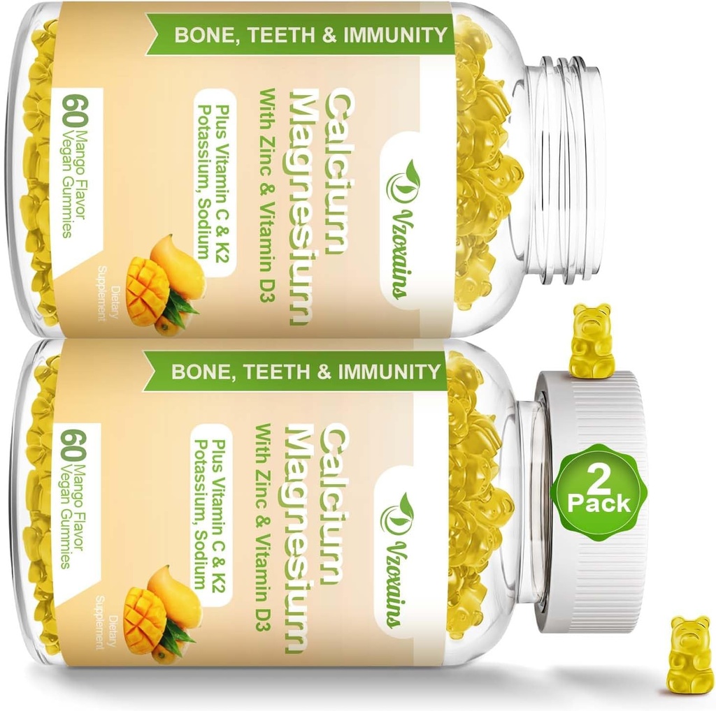 高い吸収カルシウム ガミー、マグネシウムのグリシン、カリウム、女性及び人のマンゴの味120のCtsのためのビタミンD3が付いているカルシウム マグネシウム亜鉛