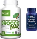 Jarrow BroccoMax Sulforaphane Generator and Life Extension N-Acetyl-L-Cysteine Immune & Respiratory Support Bundle, 60 Count Each