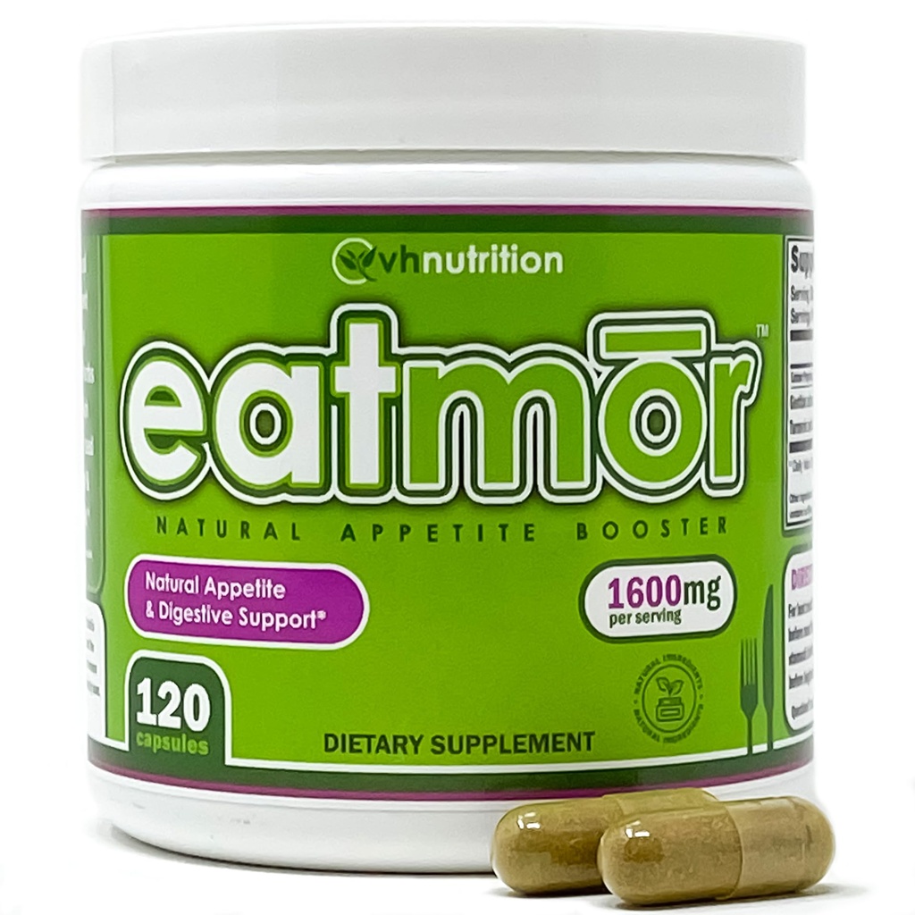 VH Nutrition Eatmor | 食欲ブースター | 女性と男性のための体重増加の丸薬* | ジェニティ、ジンジャー、アルファルファで女性のために設計 | 120 簡単飲みやすいカプセル