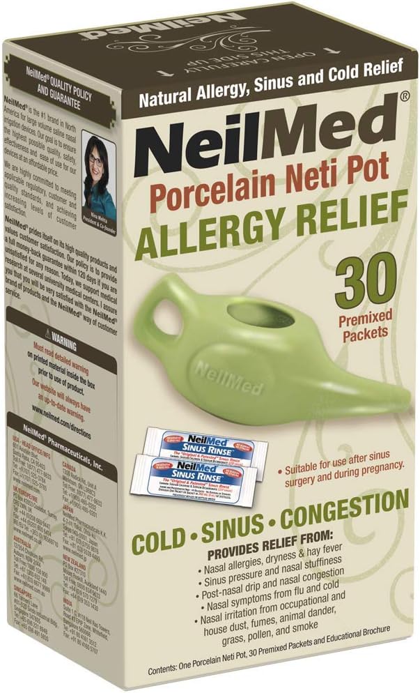 NeilMed クラシック 磁器 neti Pot グリーン ととも に 30 Premixed Packets