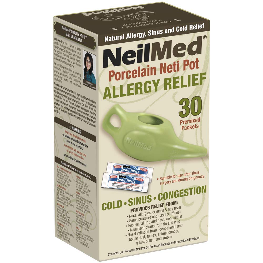 NeilMed クラシック 磁器 neti Pot グリーン ととも に 30 Premixed Packets