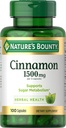 Nature's Bounty Cinnamonカプセル、草の補足、サポート砂糖の代謝、1500mg、100カプセル