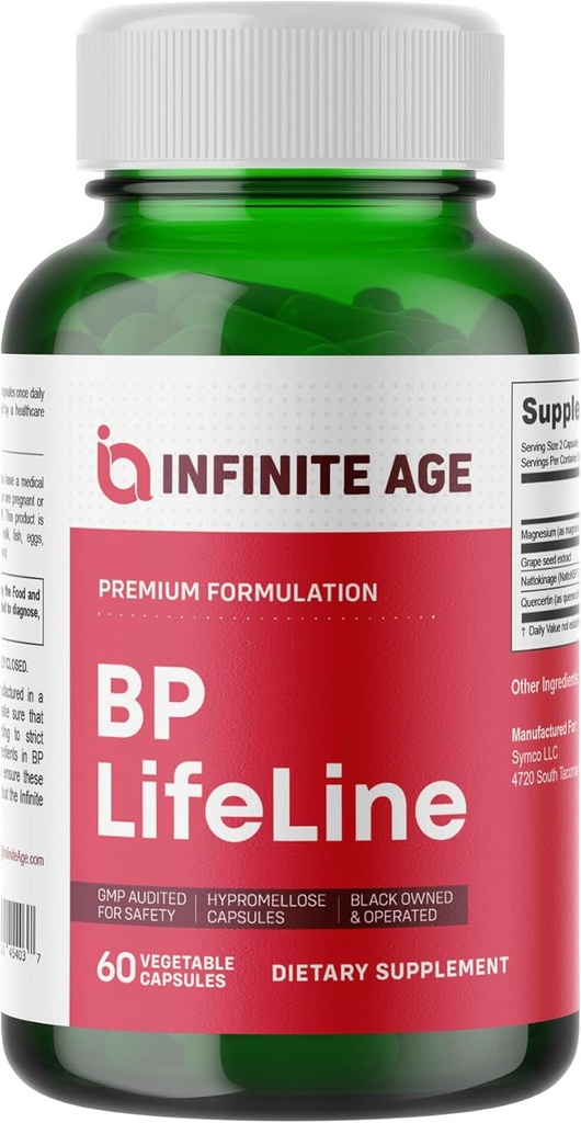 Infinite 年齢 BP のライフラインのカプセル、60 の計算 - グレープシード エキス、Nattokinase、ケルセチンおよびマグネシウムが付いている中心の健康サポート補足-米国で作られる