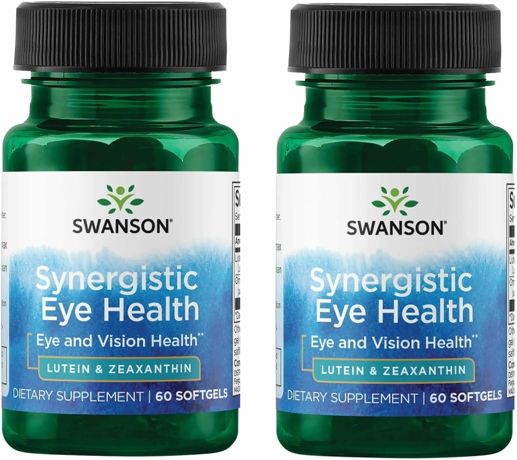 Swanson Lutein&Zeaxanthin Synergistic Eye Health Vision Retina Macula Supplement(Lutein 20mg&OmniXan Zeaxanthin 2mg) 60 Softgels 2パック