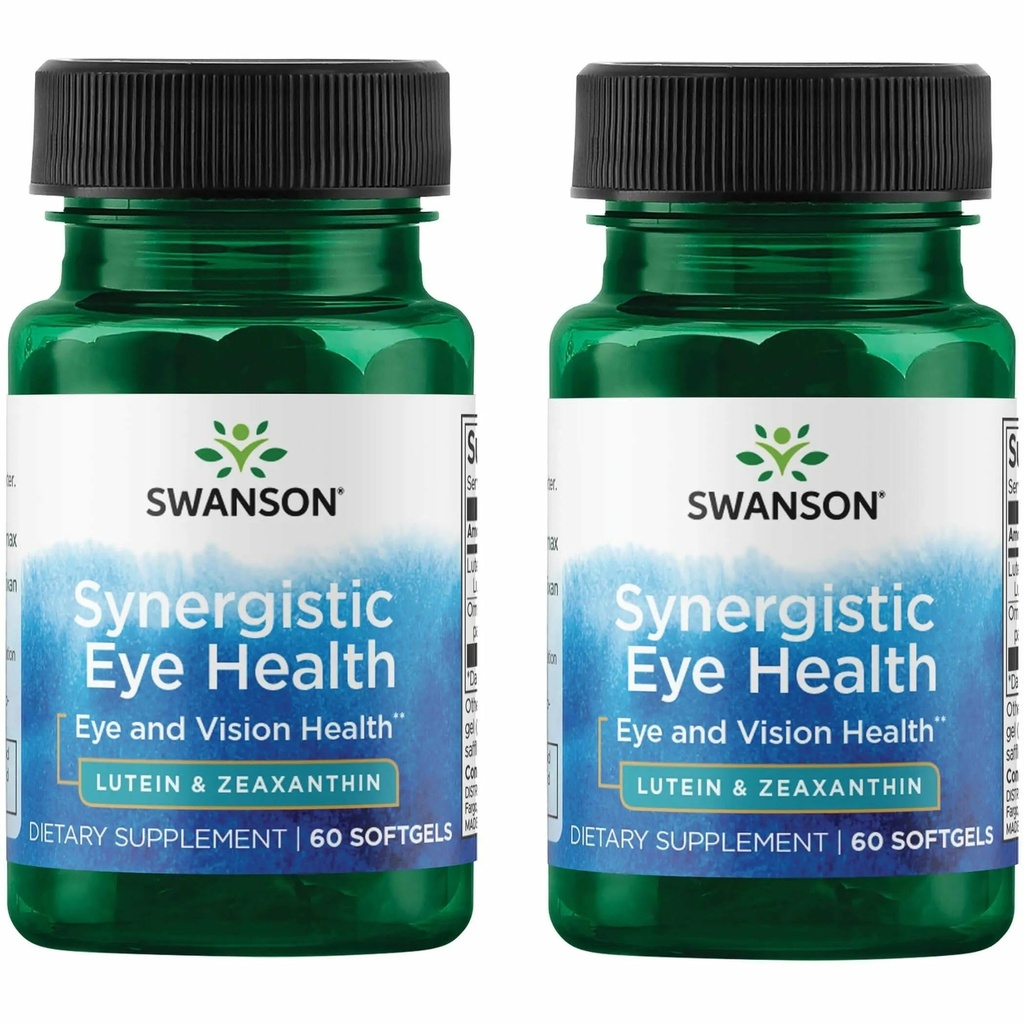 Swanson Lutein&Zeaxanthin Synergistic Eye Health Vision Retina Macula Supplement(Lutein 20mg&OmniXan Zeaxanthin 2mg) 60 Softgels 2パック