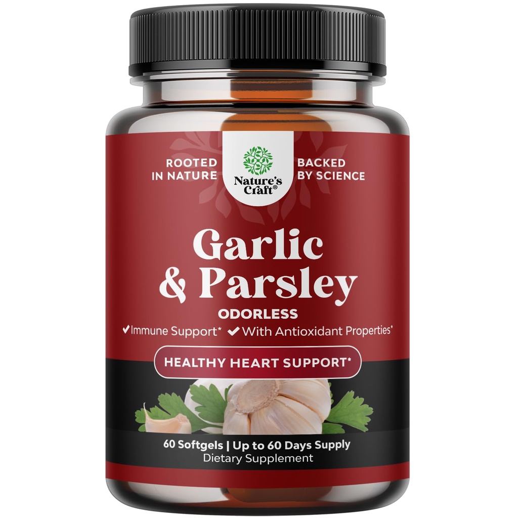 濃縮された無臭のニンニクのSoftgels - Parsleyのエキス及びCirculatoryの健康、消化、免疫サポート及び肝臓のDetoxのための老化させたニンニクの補足- GutサポートのためのパルズリーのSoftgels - 60 Ct