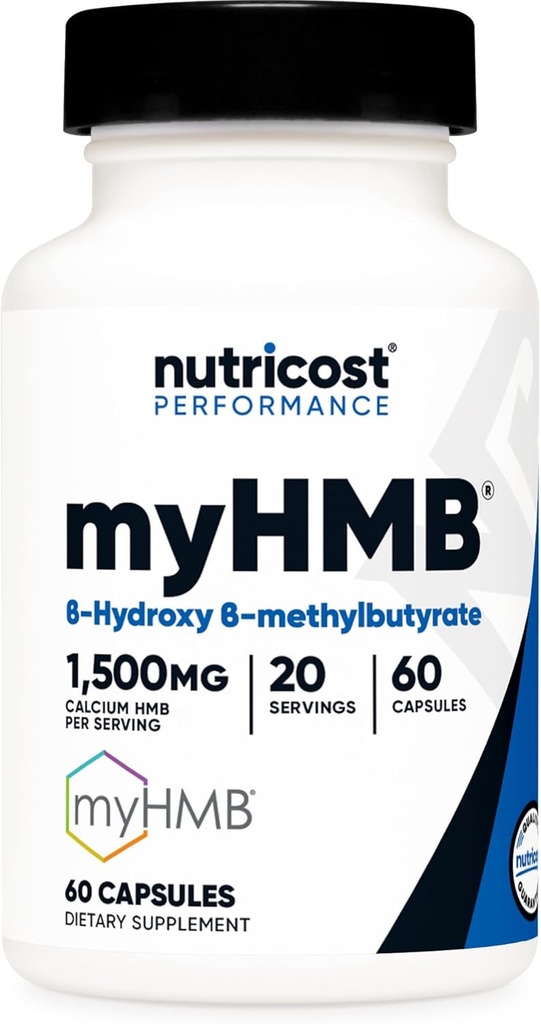 Nutricost myHMB カプセル 1,500MG カルシウム HMB/サービング、60 カプセル、20 サービング - パフォーマンス ライン、Calcium B-Hydroxy B-Methylbutyrate Monohydrate