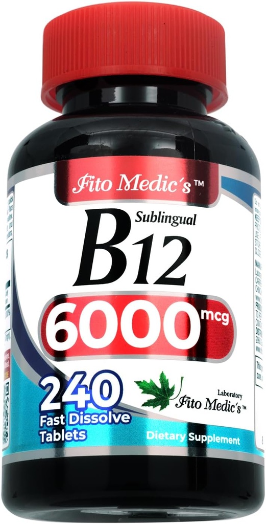 FITO MEDIC'S Lab | ビタミンB12 | 6000 mcg | 240 サービング | b12 サブリンガル | b12 | b12 | b12 ビタミン | 超高吸収