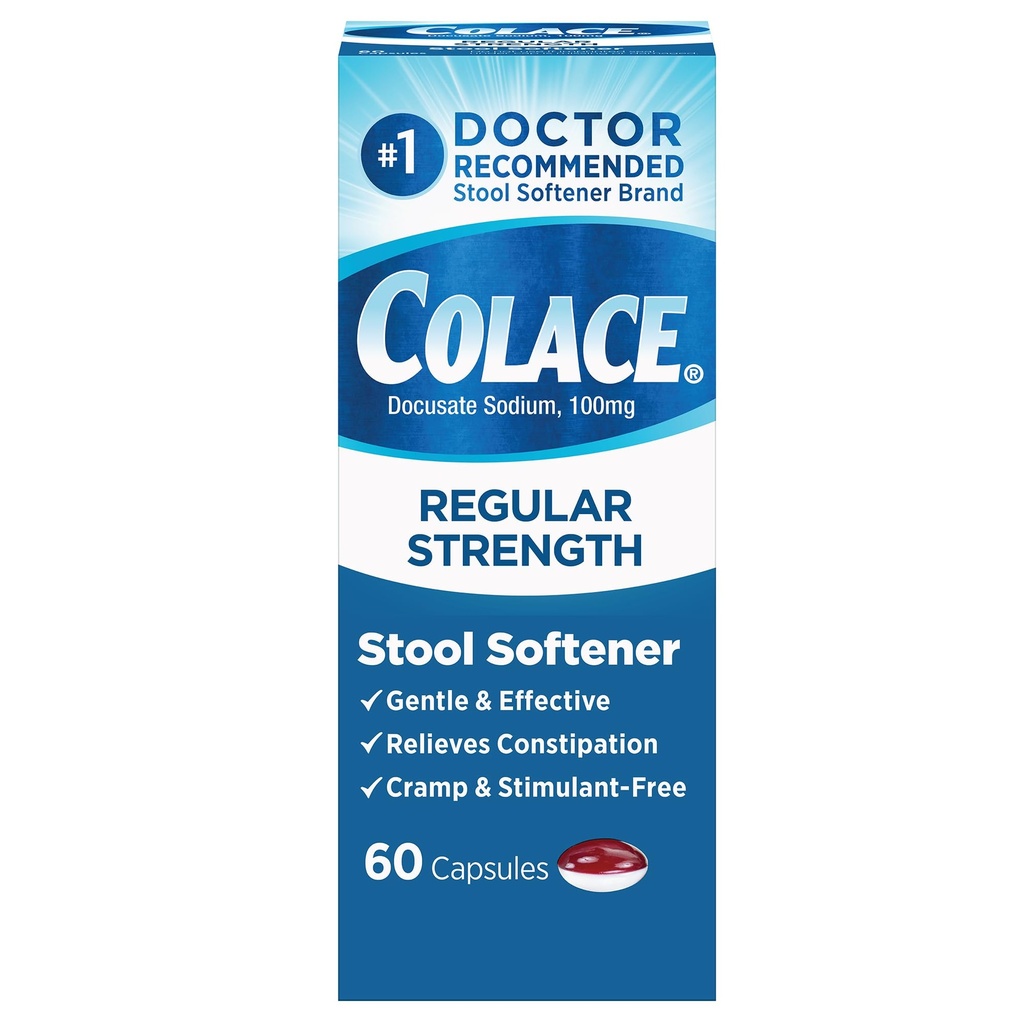 Colaceの規則的な強さの腰掛けの軟化剤100のmgのカプセル60の計算のDocusateナトリウムの腰掛けの軟化剤はGentleの信頼できる救助を補います