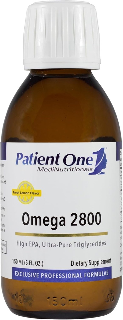 Patient One Omega 2800 Liquid | Supplement to Support Heart, Cognitive and Joint Health* | High-Potency Omega-3 Fish Oil | Lemon Flavor | 5 fl oz