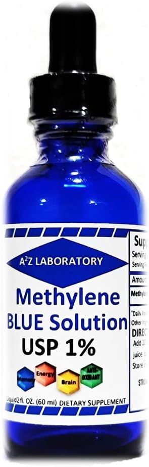 1% A2Z Laboratory | USP-Grade Methylthioninium Chloride Liquid | High Purity Dietary Supplement for Brain Function & Cognitive Health | No Formaldehyde (1) 50ml Glass Dropper Bottle