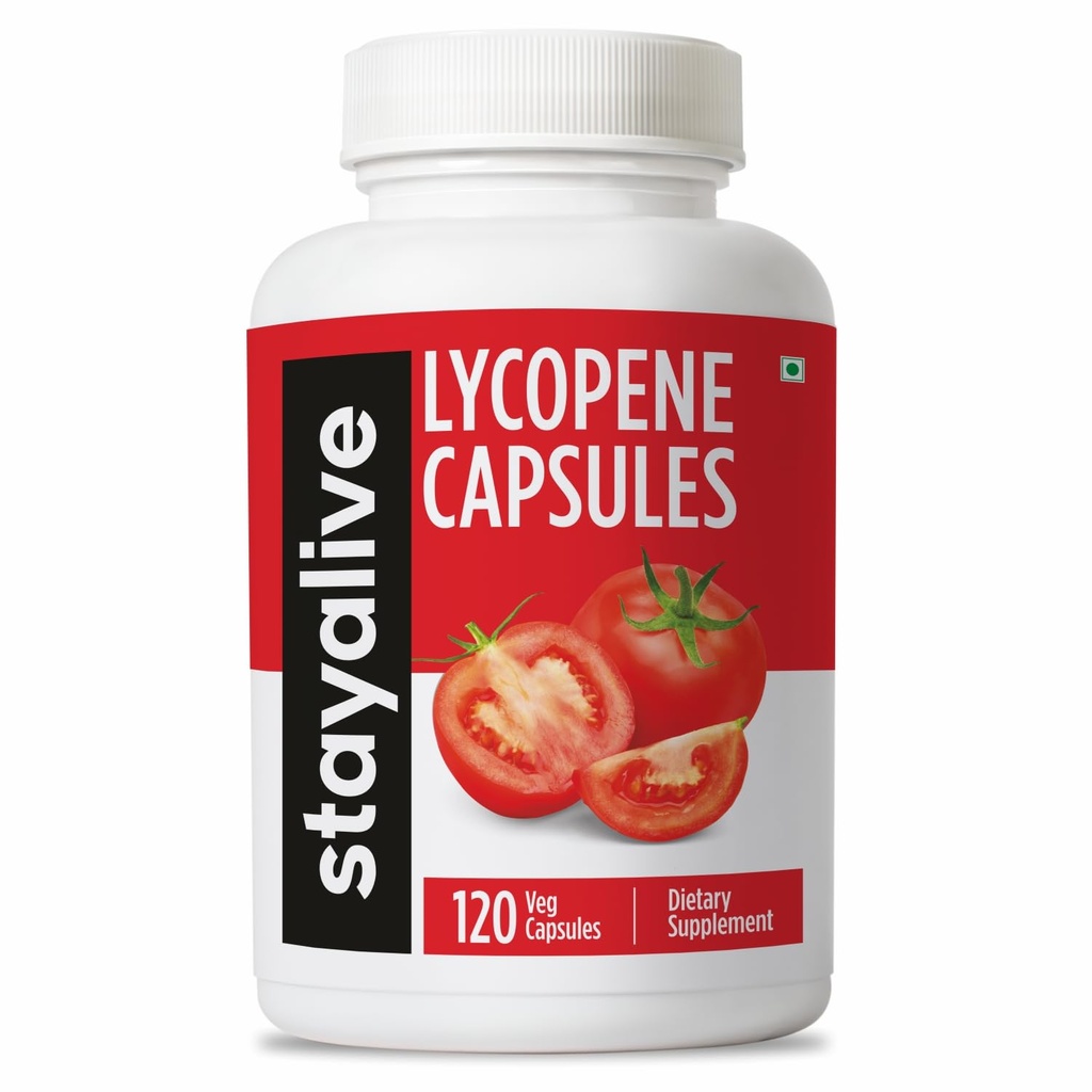 男性60mg、自然なトマトのエキスの粉、供給4か月の120のカプセルのためのALIVE Lycopeneの補足、非GMOおよびグルテンフリーのCarotenoidの補足にとどまって下さい