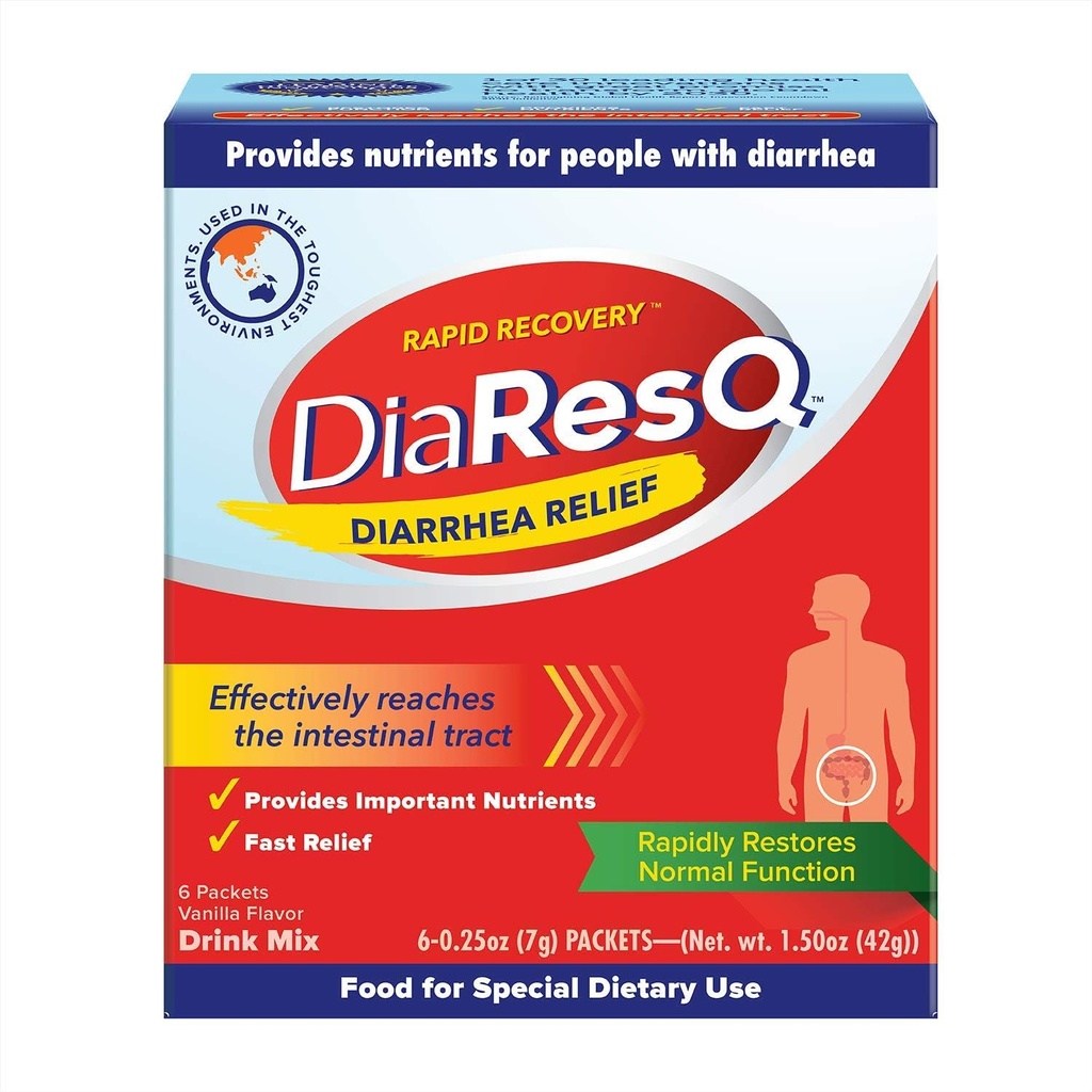 DiaResQ Diarrhea及びImmuneサポート コロストラムの飲み物は大人、6 Ct、急速な回復、助けの店の正常な腸機能、バニラの味のために混合します