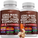 新しいAGE Lions マネ キノコ サプリメント と トルコ テール Reishi Cordyceps chaga と マシュマロ ルート - 120 カウント