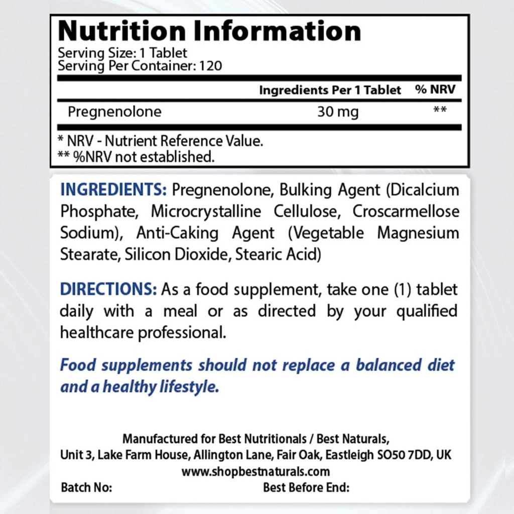 最高の自然 Pregnenolone 30のMg及びCOQ10 100のmg