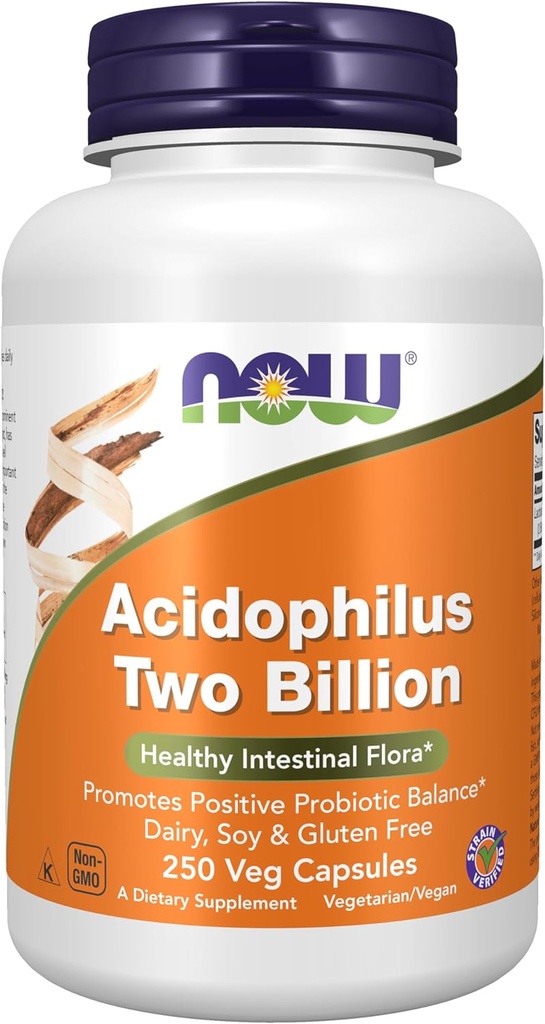NOW Foodsは、Akidophilus、2 Billion、Strain Verified、健康な腸Flora*、250のVegeのカプセルを補います