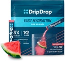 DripDrop Hydration Packets - Watermelon - シングルセルブ電解質パウダードリンクミックス - Non-GMO、グルテンフリー、ビーガン - 32 スティック