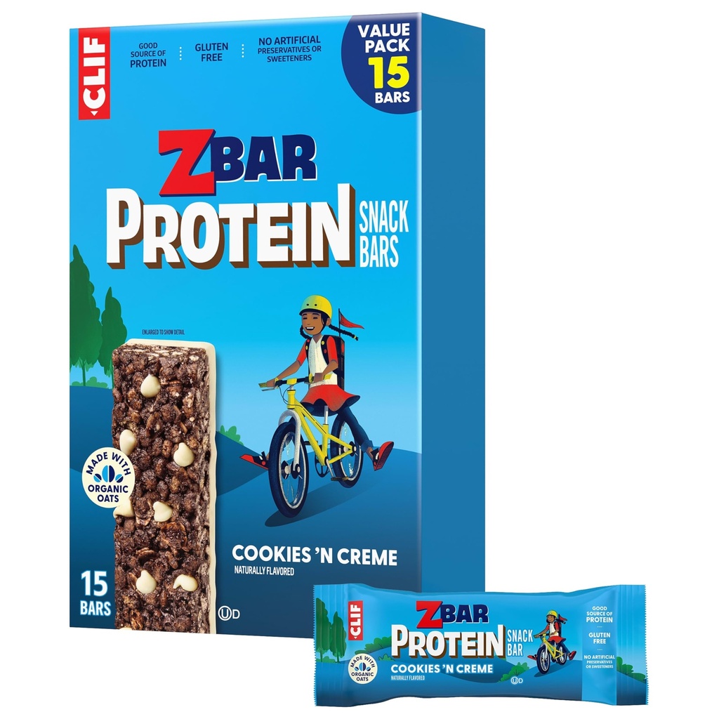 Zbarプロテイン - クッキー「Nクリーム - クリスピースナックバー - 有機オート麦で作られた - 非GMO - 5gプロテイン - グルテンフリープロテインバー(15パック)