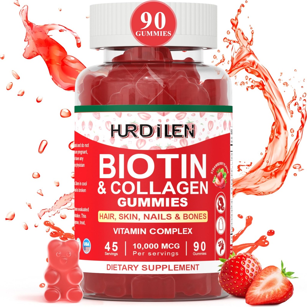 毛皮および釘のグミ、女性及び人のビタミンの補足のための10000mcg Biotinのコラージュのグミ、ビタミンの補足はより速い毛の成長、より強い釘、健康な皮、強さの骨、90のグミを支えます