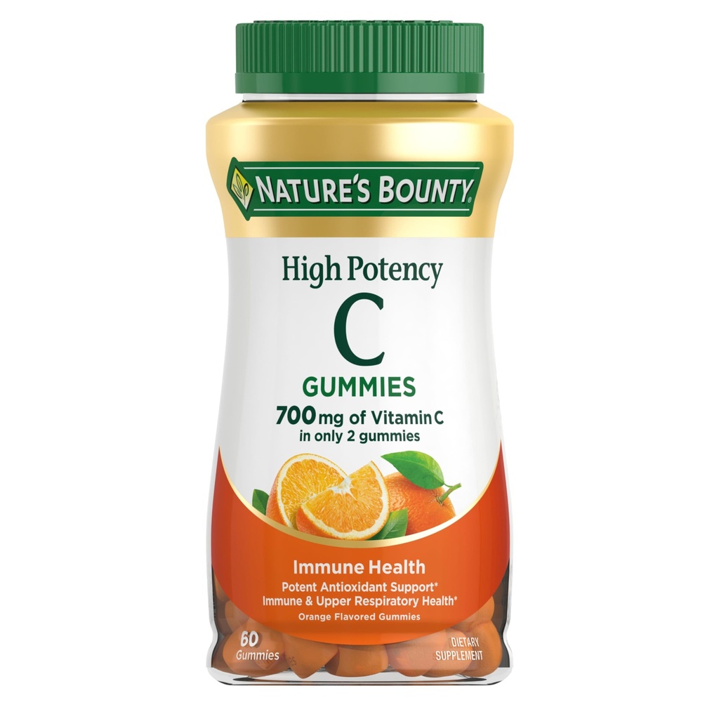 Nature's Bounty Vitamin C Gummies 700mg、大人のための高い効力のビタミンCのChewable Gummies、免疫サポートサプリメント、栄養補助食品、オレンジ味、60 Ct