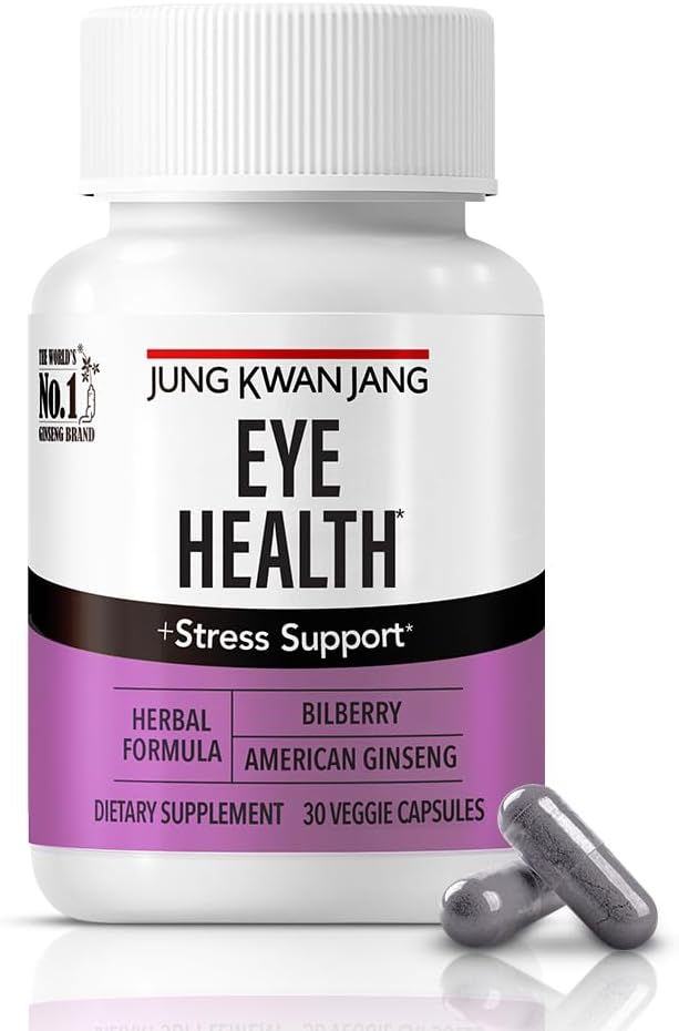 JUNG KWAN JANGの眼の健康サポート ビルベリー(166mg)とアメリカのGinseng(143mg) ビジョンケア、減らされた目の緊張、認知サポート、男性と女性のための30カプセル