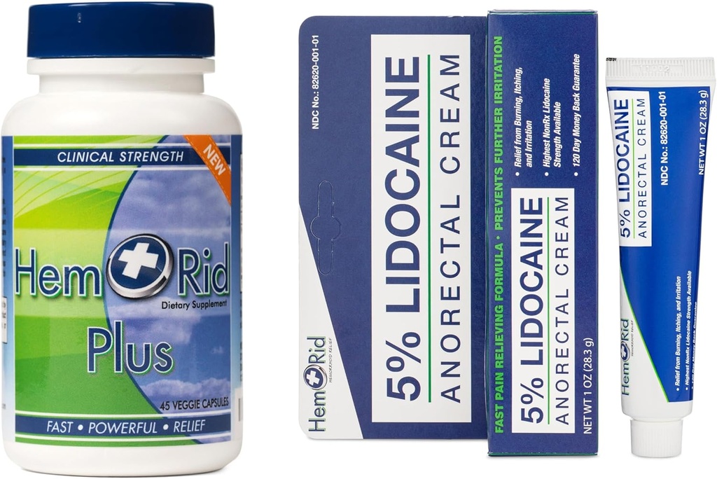 HemRid プラス & リドカイン クリーム バンドル: Hemorrhoid Discomfort のための包括的なケア, 米国で製造