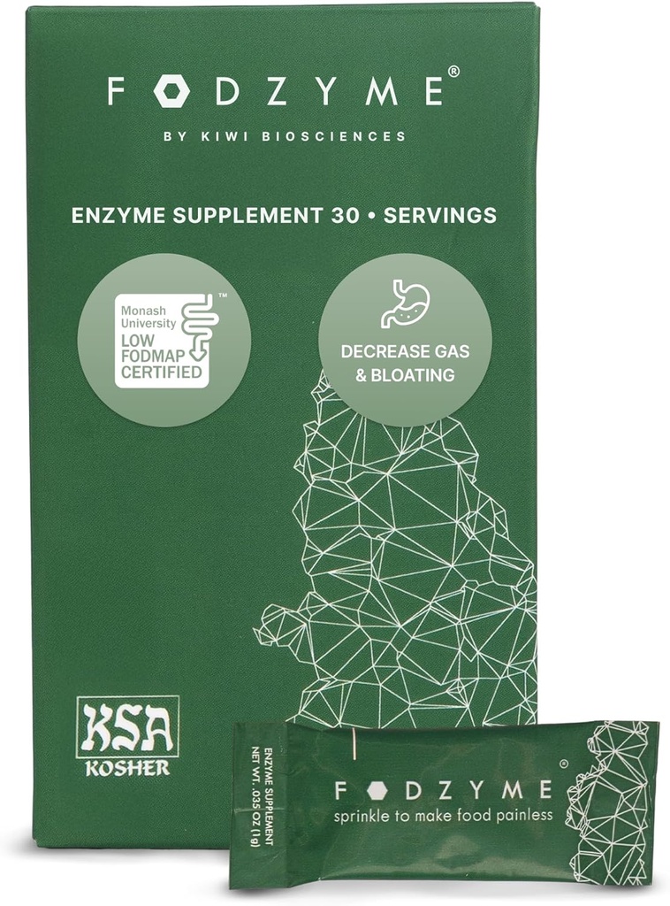 FODZYME® グットヘルス、ブロッキング、ガス、便秘、Diarrhea、腹痛、低FODMAP、30ドースのための対外消化酵素