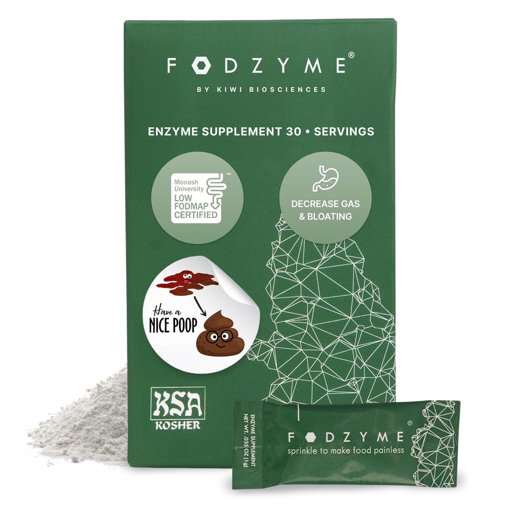 FODZYME® 腸の健康、呼吸、ガス、便秘、Diarrhea、腹痛、低FODMAP、30 線量のための消化器系酵素