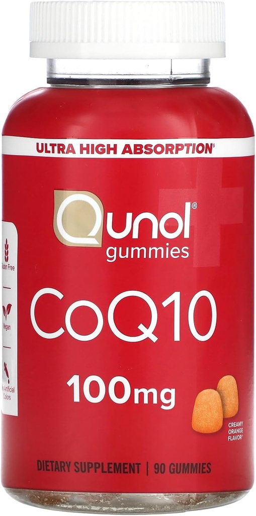 Qunol CoQ10グミー、CoQ10 100mg、おいしいGummyサプリメント、Coenzyme Q10は、心臓の健康、ビーガン、グルテンフリー、超高吸収 - 90カウントをサポートするのに役立ちます