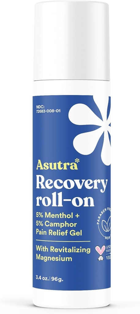 ASUTRAの回復ロールオンゲル、3.4 oz - 冷却し、温暖化のセンセーション、筋肉不快さと優しさからの一時的な救済、Messs-Freeアプリケーター、メントール、キャンプホール、およびPremium-Qualityマグネシウム