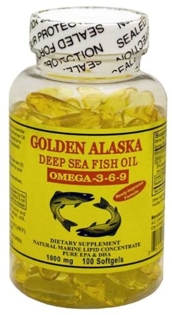 金のアラスカの深い海のオメガ3-6-9の魚油1000mg 100のSoftgels