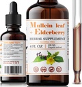 FabLab Mullein 葉エキスと Elderberry 4 Fl Oz - アメリカ製 - より良い肺のためのドロップ - 肺デトックスのための Mullein チンキ - スモーカーのためのブロニカルク - 呼吸ハーブサプリメント