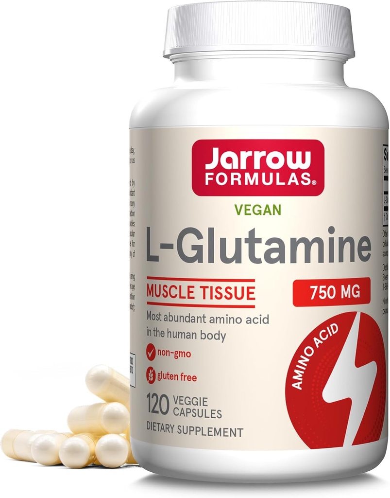 Jarrow Formulas® L-グルタミン750mg、栄養補助食品、免疫および筋肉サポート、120ベジギーカプセル、最大120日の供給