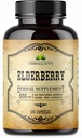 Elderberry Capsules – Natural Black Elderberry Herbal Supplement – Immune Boosters for Adults, Digestive Support, Antioxidants & Vitamin C – Fiber-Rich, Non-GMO – 100 Capsules for Men & Women