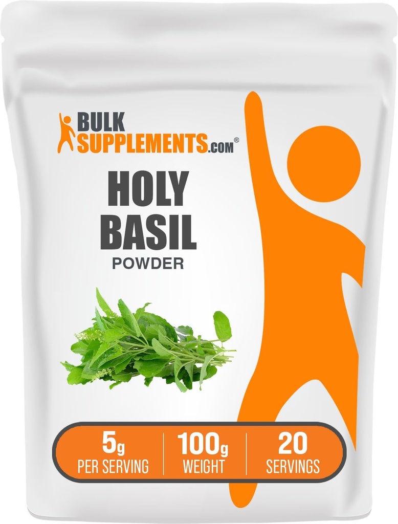 BulkSupplements.com 聖バジルパウダー - 聖バジルサプリメント、聖バジルリーフパウダー - トルシ聖バジル、ハーブ&グルテンフリー、給餌ごとに5g、100g(3.5オンス)(パッケージ1)