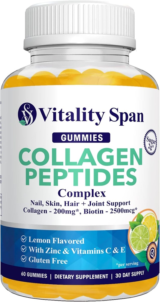 ビオチン(2500mcg)、ビタミンC、E、髪のための亜鉛、皮膚と爪、低砂糖、レモン風味、60ガミー、米国製