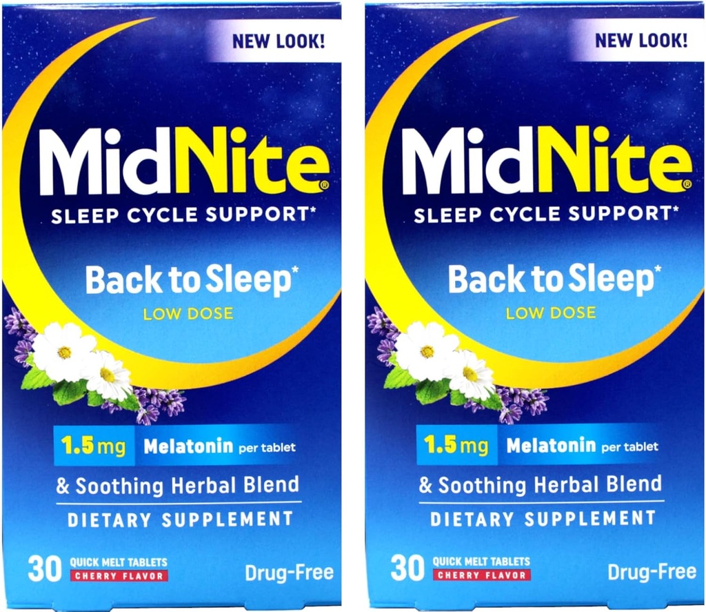 ミディナイト睡眠補助金、30チャイブルチェリータブレット(2のバリューパック)
