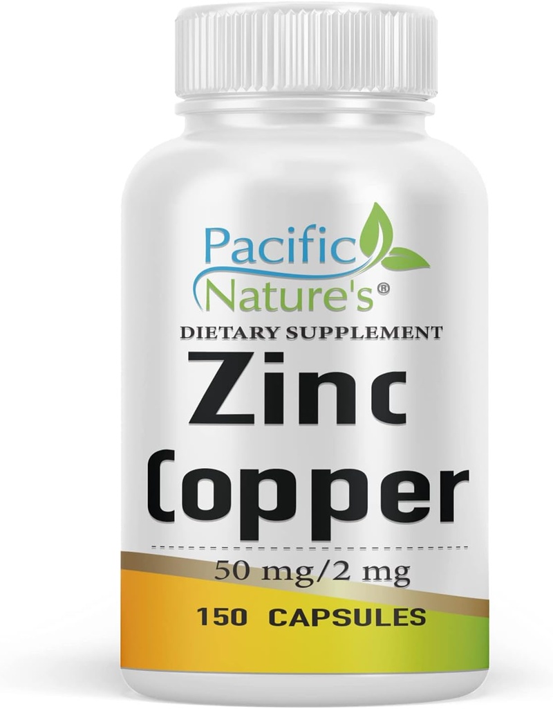 亜鉛グルコン酸の50mgのPACIFIC NATURE'S亜鉛銅の補足(150のカプセル)、免疫サポートのための銅硫酸塩の2mg -グルテンフリー、非GMO