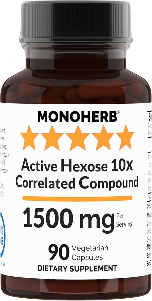 MONOHERB Active Hexose 10x Correlated Compound, 1500 mg - 30 Servings - 90 Capsules 500 mg per Capsule