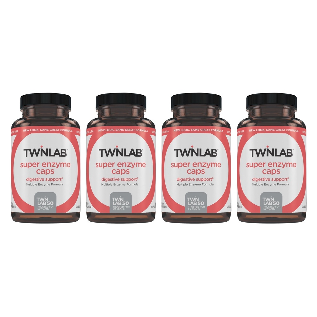 Twinlabスーパー酵素キャップ - 消化酵素と便秘サプリメント - 50カプセル(パッケージ4)